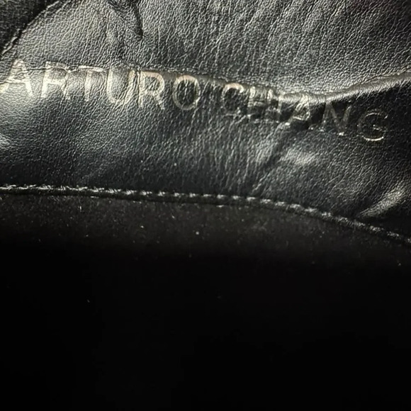 Arturo Chiang Darren Black Leather Knee High Zip Up Boots Size 8 - Picture 14 of 15